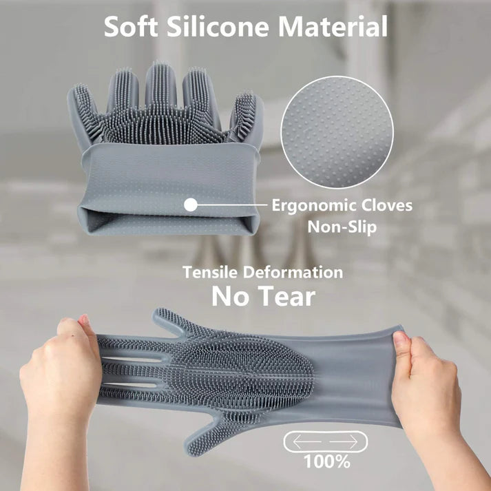 Dog Brush Gloves - Easy Brushing Silicone Gloves - One Size